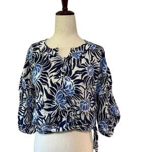 DIANE VON FURSTENBERG Women's Dario Top Size S In Blue/White